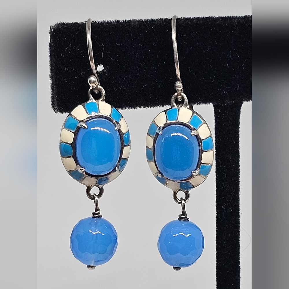 Sara Blaine Willow House Enamel Silver Dangle Earrings